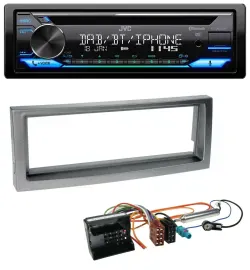 JVC Bluetooth MP3 USB DAB CD Autoradio für Citroen C5 Peugeot 407 ab 04 grau-met