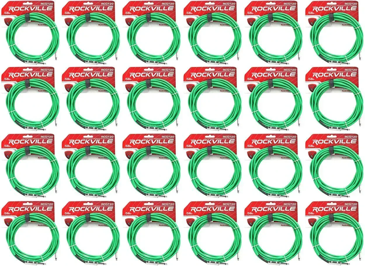Инструментальный кабель Rockville RCGT20G Green 6.1 м (24 штуки)