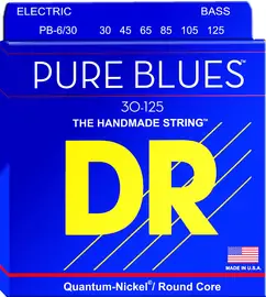 Струны для 6-струнной бас-гитары DR Strings Pure Blues PB6-30 30-125