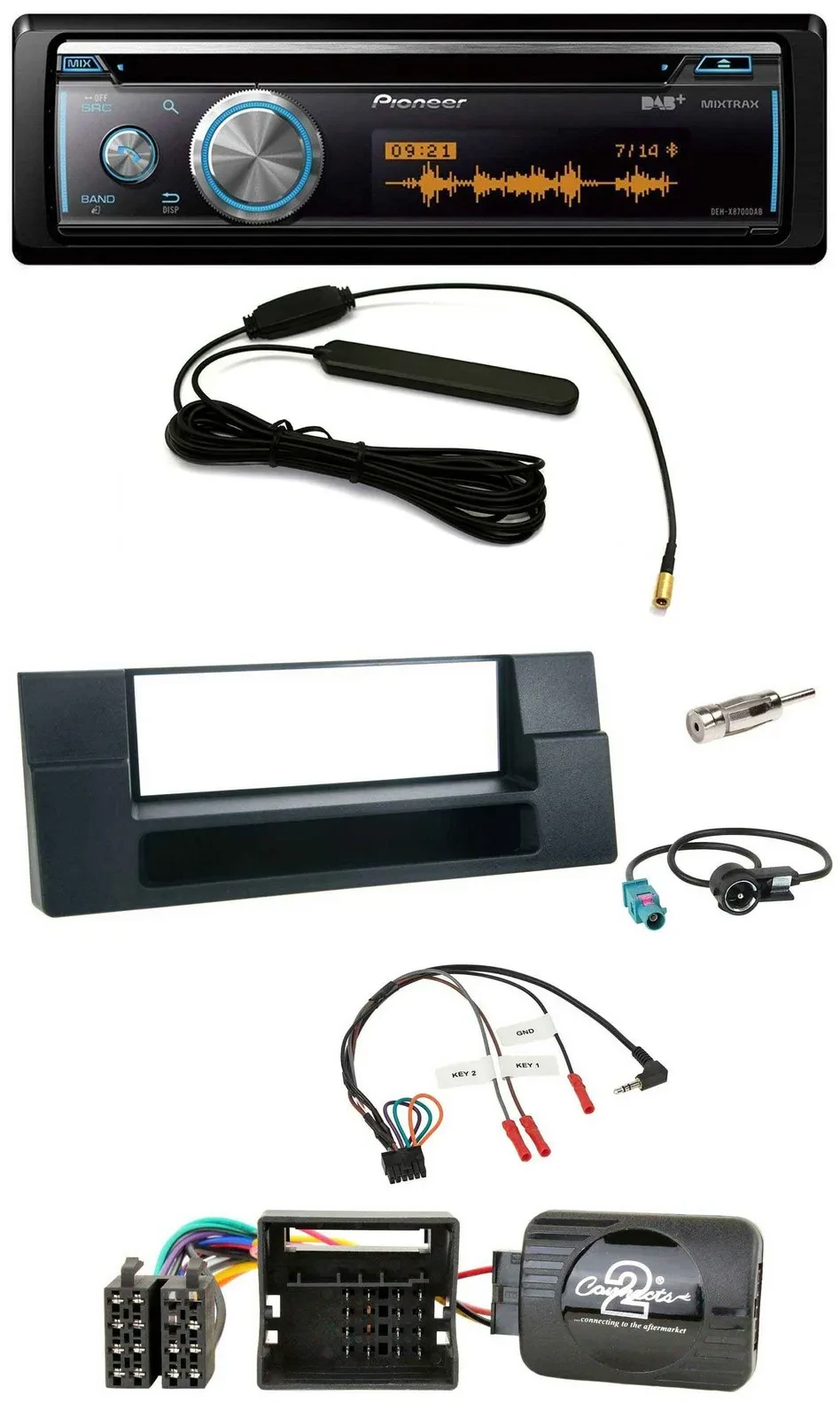 Pioneer CD USB Bluetooth DAB Lenkrad Autoradio für BMW 5er 01-04 E39 Aktivsystem