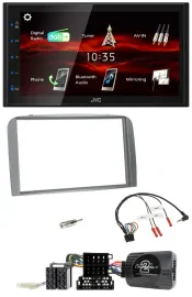 Автомагнитола для Alfa Romeo 147/GT (2007–2010) JVC 2DIN, USB, Bluetooth, DAB, поддержка кнопок на руле, серебристая