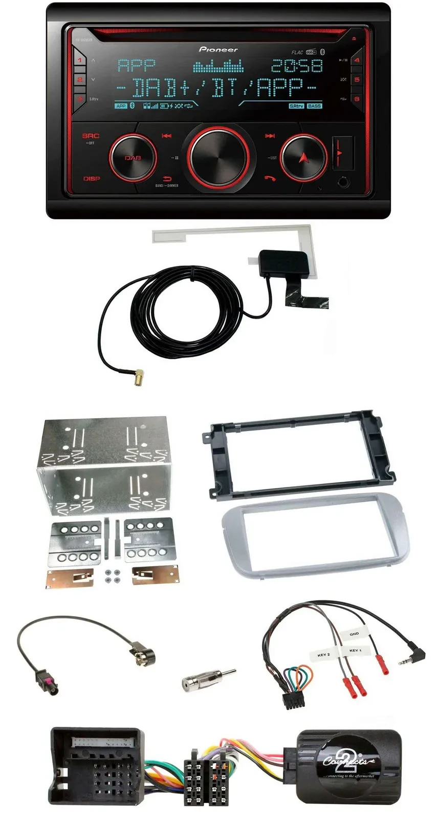 Автомагнитола Pioneer 2 DIN, DAB, USB, CD, Bluetooth для Ford Galaxy, C-Max, Focus