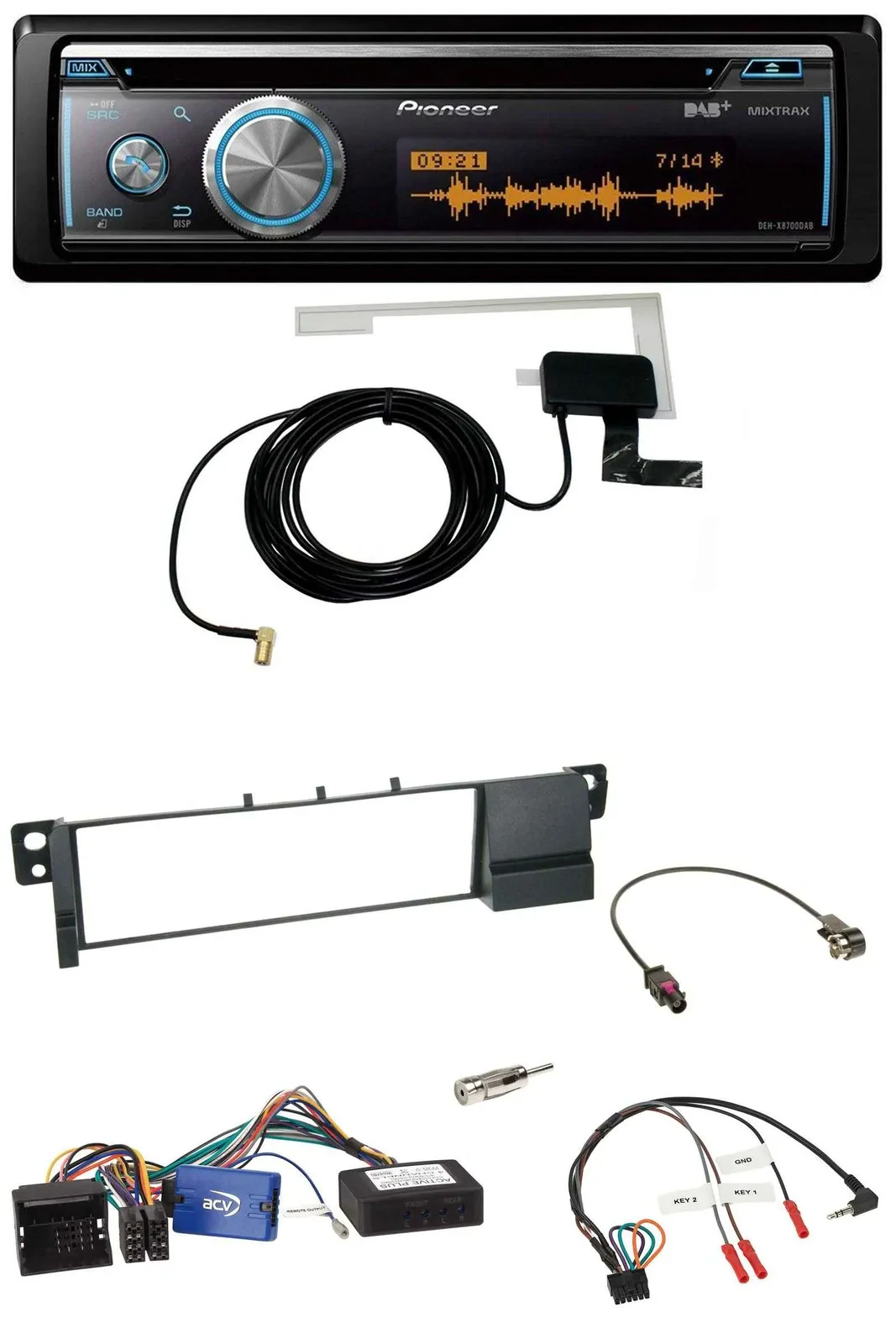 Pioneer Bluetooth DAB Lenkrad USB CD Autoradio für BMW 3er E46 01-07 schwarz