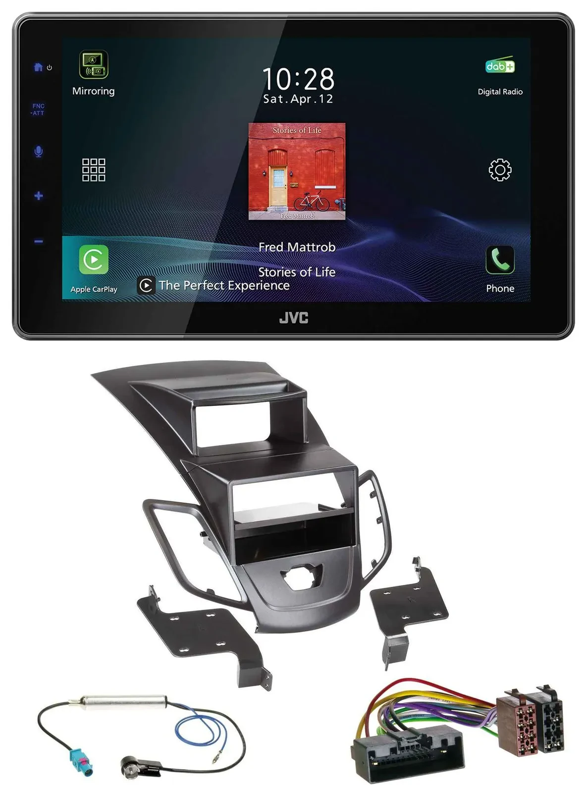 JVC DAB MP3 Bluetooth USB Autoradio für Ford Fiesta 10-17 Display schwarz