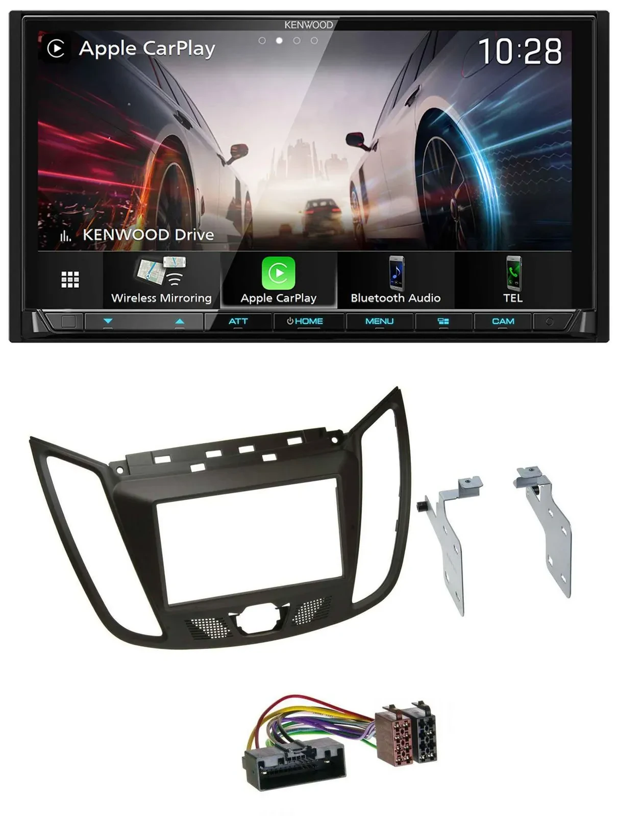 Kenwood MP3 2DIN USB DAB Bluetooth Autoradio für Ford C-Max (ab 10) braun