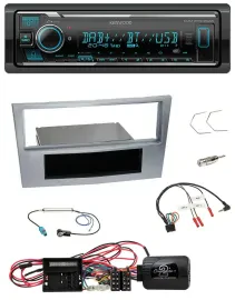 Kenwood Bluetooth Lenkrad DAB USB Autoradio für Opel Corsa D matt-chrom 09-14
