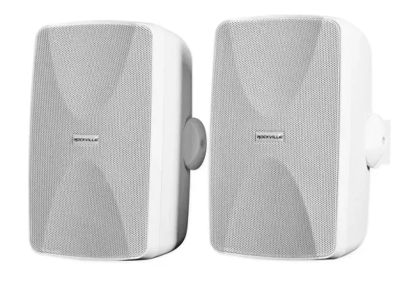 2 Rockville WET-7020W 5.25" 70V Commercial Indoor/Outdoor Wall Speakers in White