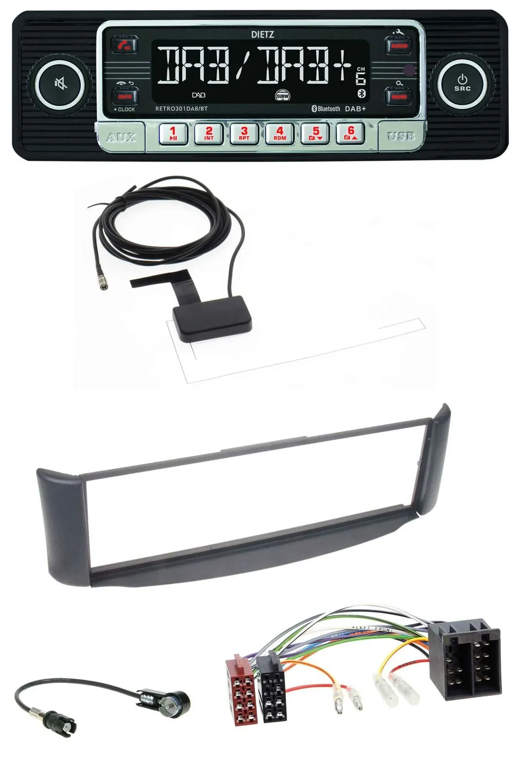 Dietz DAB Bluetooth USB MP3 Autoradio für Smart ForTwo 450 grau ohne Metallschac