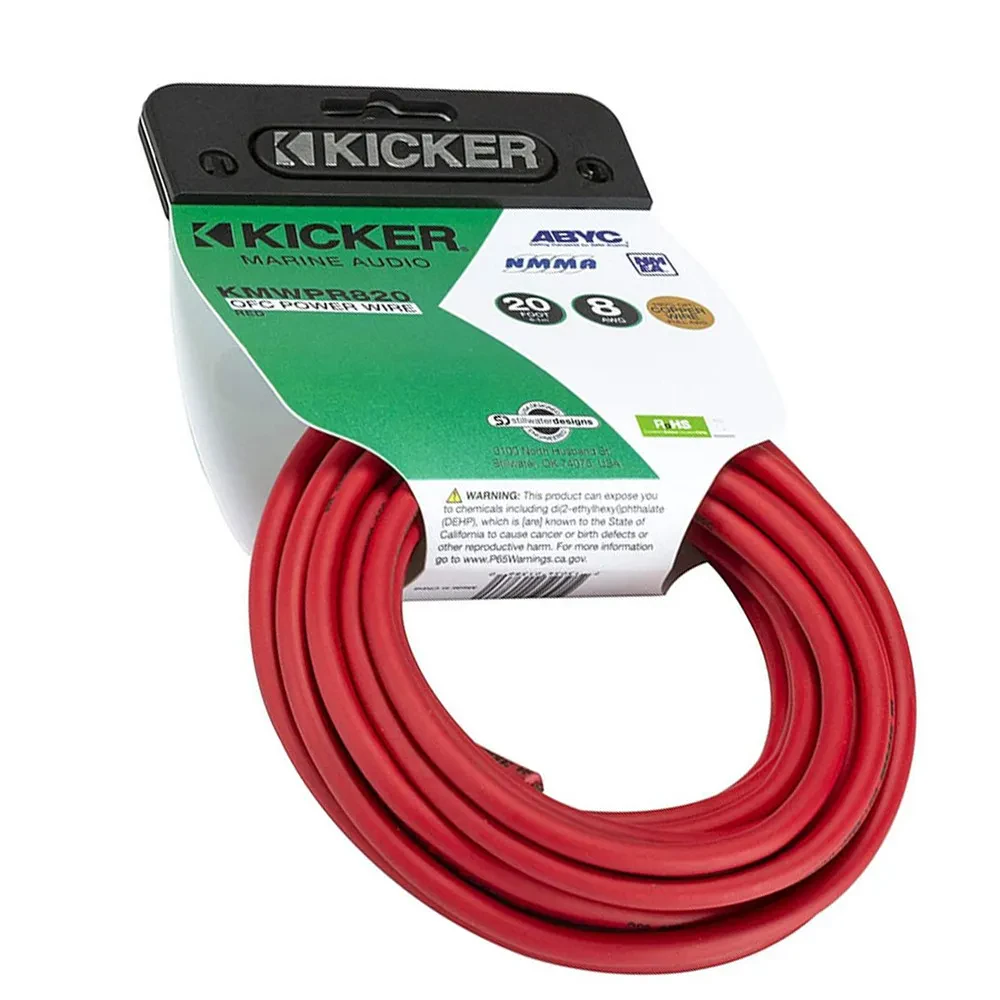 Кабель питания для морских установок Kicker KMWPR820 20 ft (8 AWG), красный