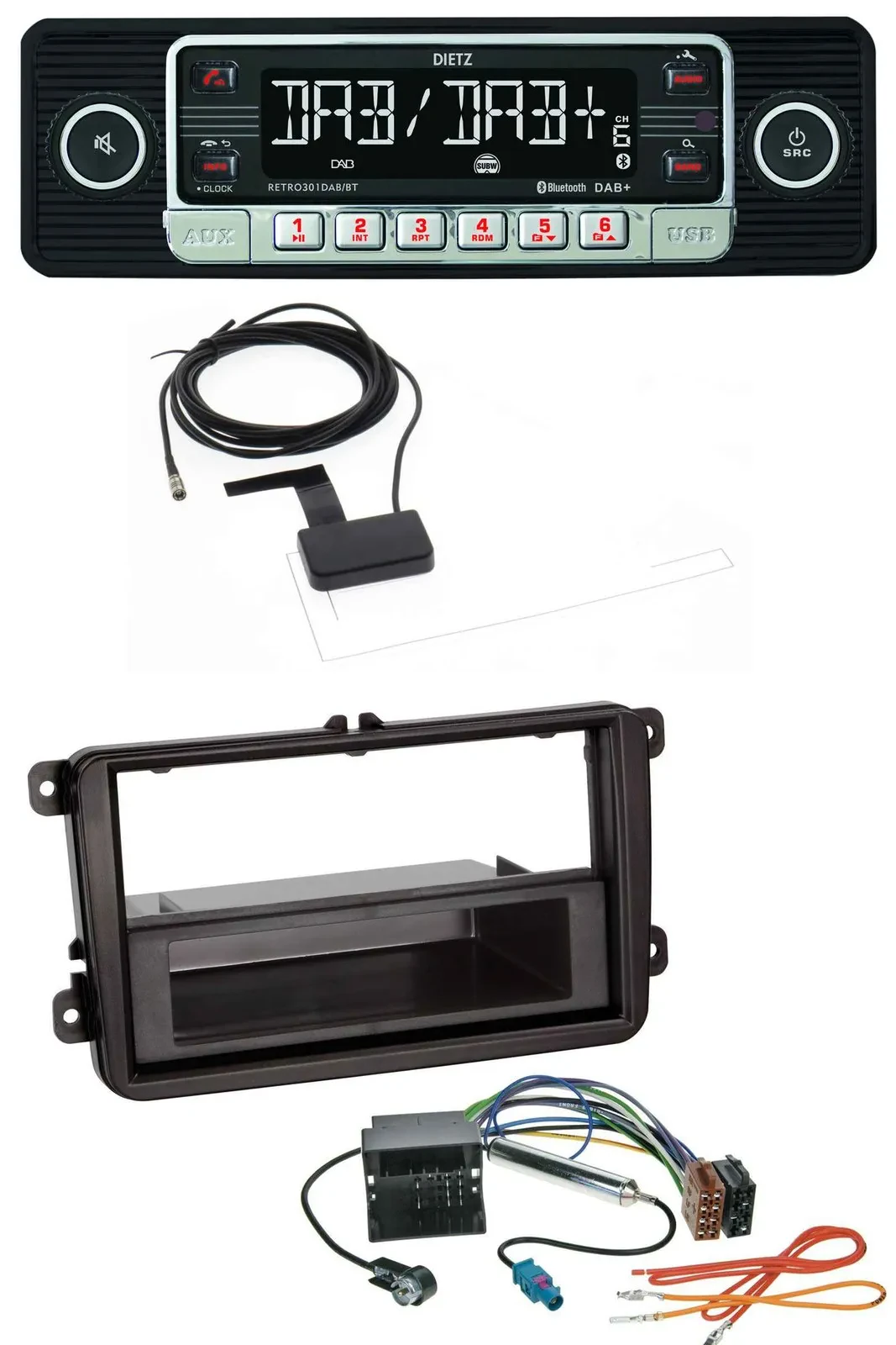 Dietz DAB Bluetooth USB MP3 Autoradio für VW Sharan ab 10 Tiguan ab 07 Touran ab