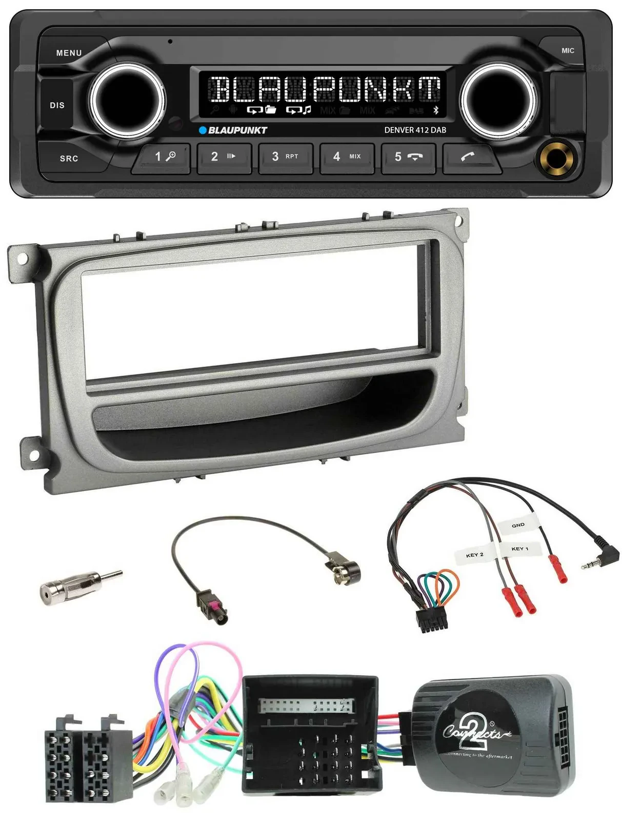 Автомагнитола Blaupunkt Bluetooth DAB USB для Ford S-Max/Mondeo (2007–2014), поддержка управления на руле, CAN-bus