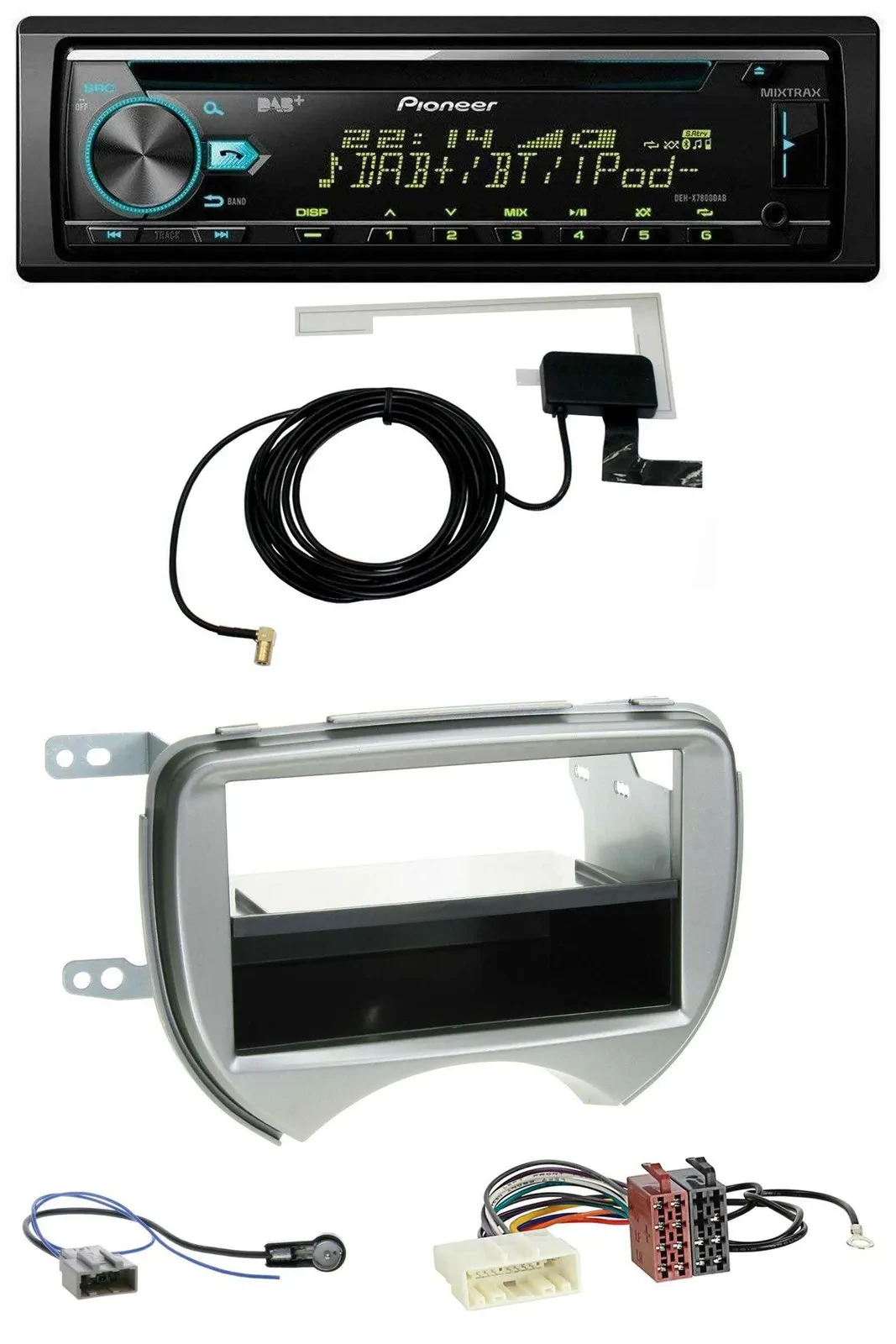Pioneer MP3 AUX CD USB DAB Autoradio für Nissan Micra (10-13 K13) silber
