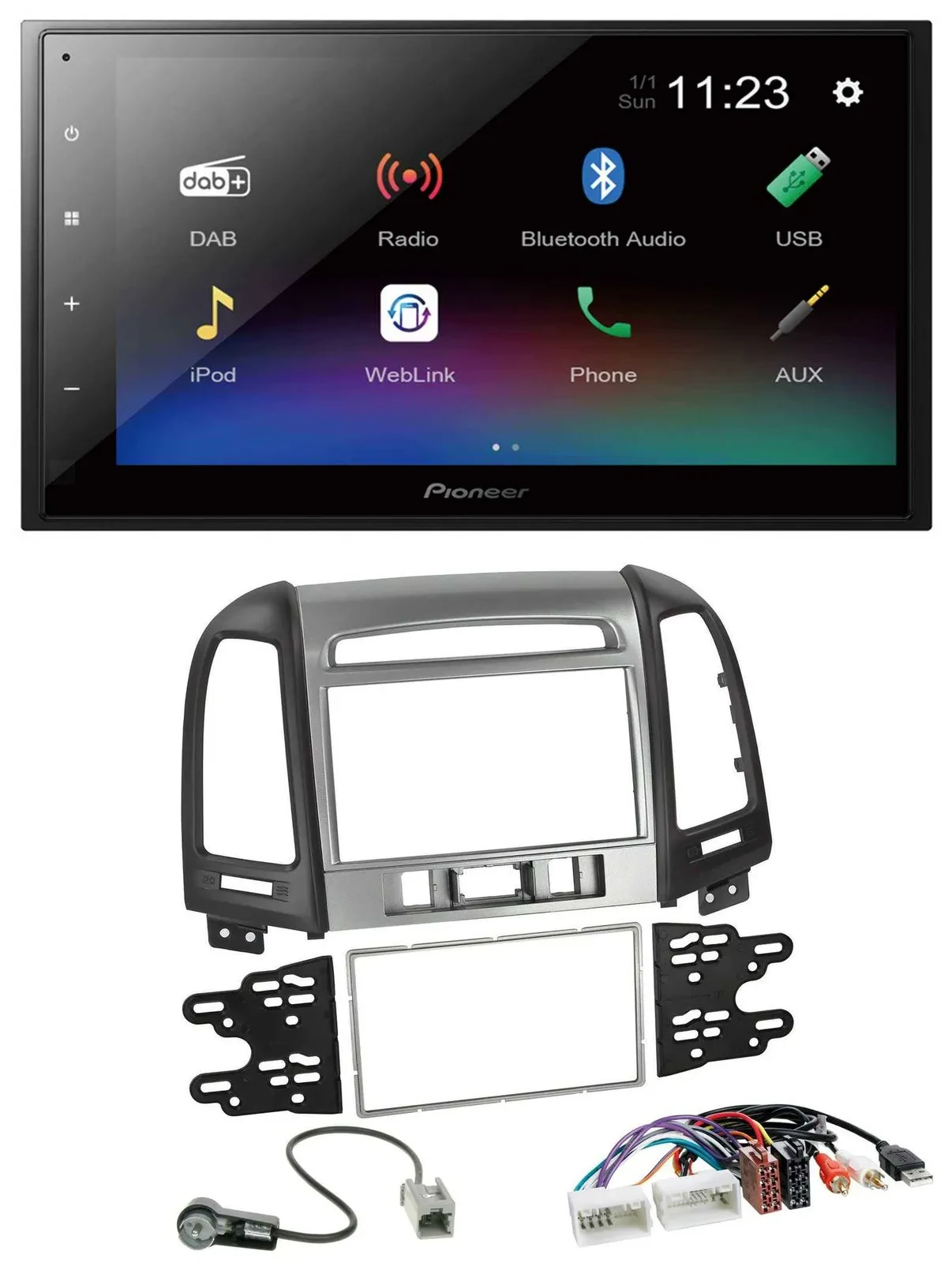 Pioneer USB Bluetooth DAB 2DIN MP3 Autoradio für Hyundai Santa Fe USB AUX 3 Scha