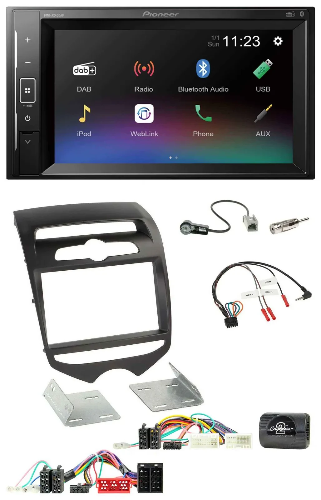 Pioneer DAB Lenkrad 2DIN Bluetooth USB Autoradio für Hyundai ix20 ab 2010 man. K