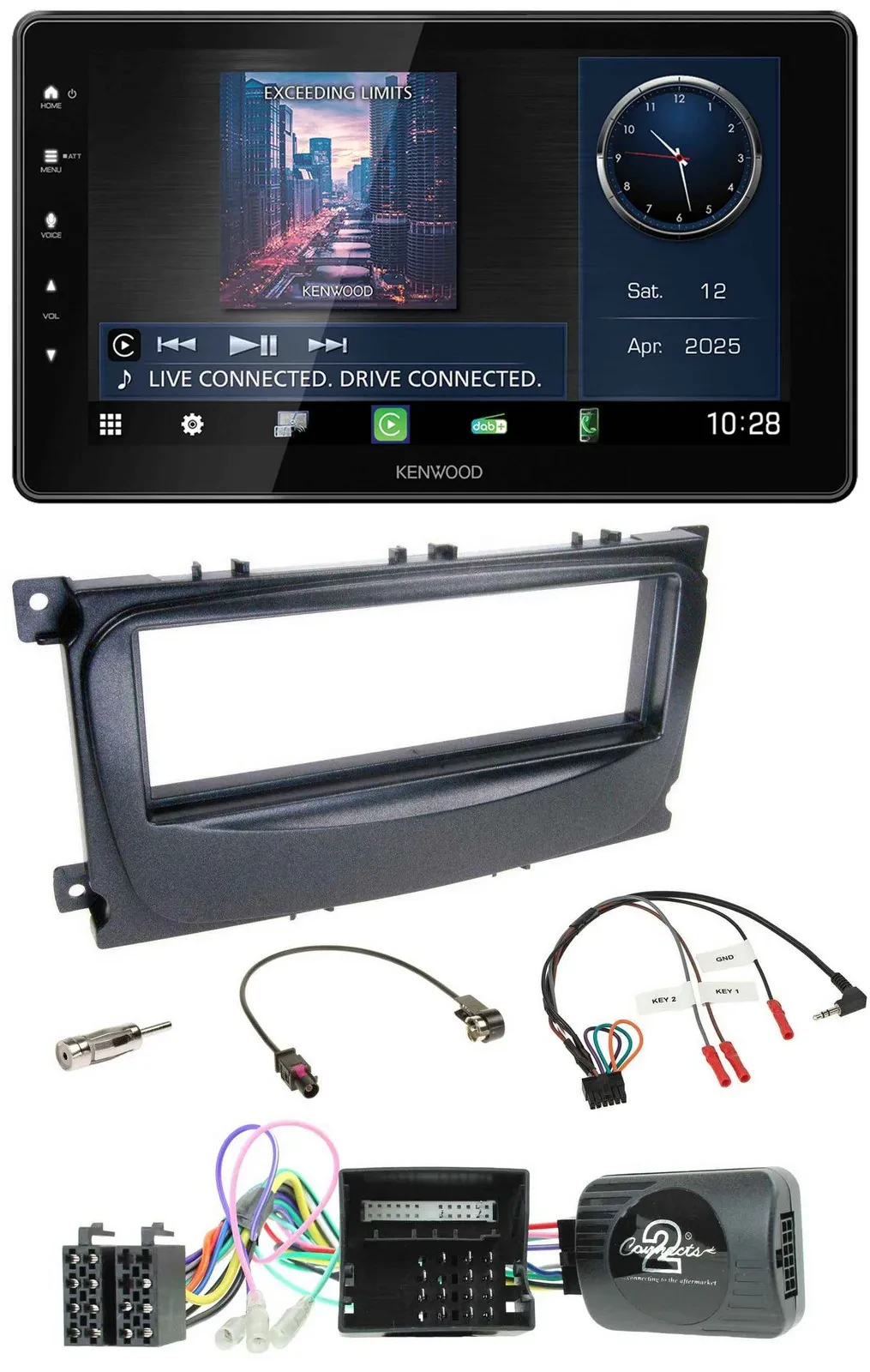 Kenwood Lenkrad Bluetooth USB DAB Autoradio für Ford Mondeo S-Max 2007-14 Can-Bu