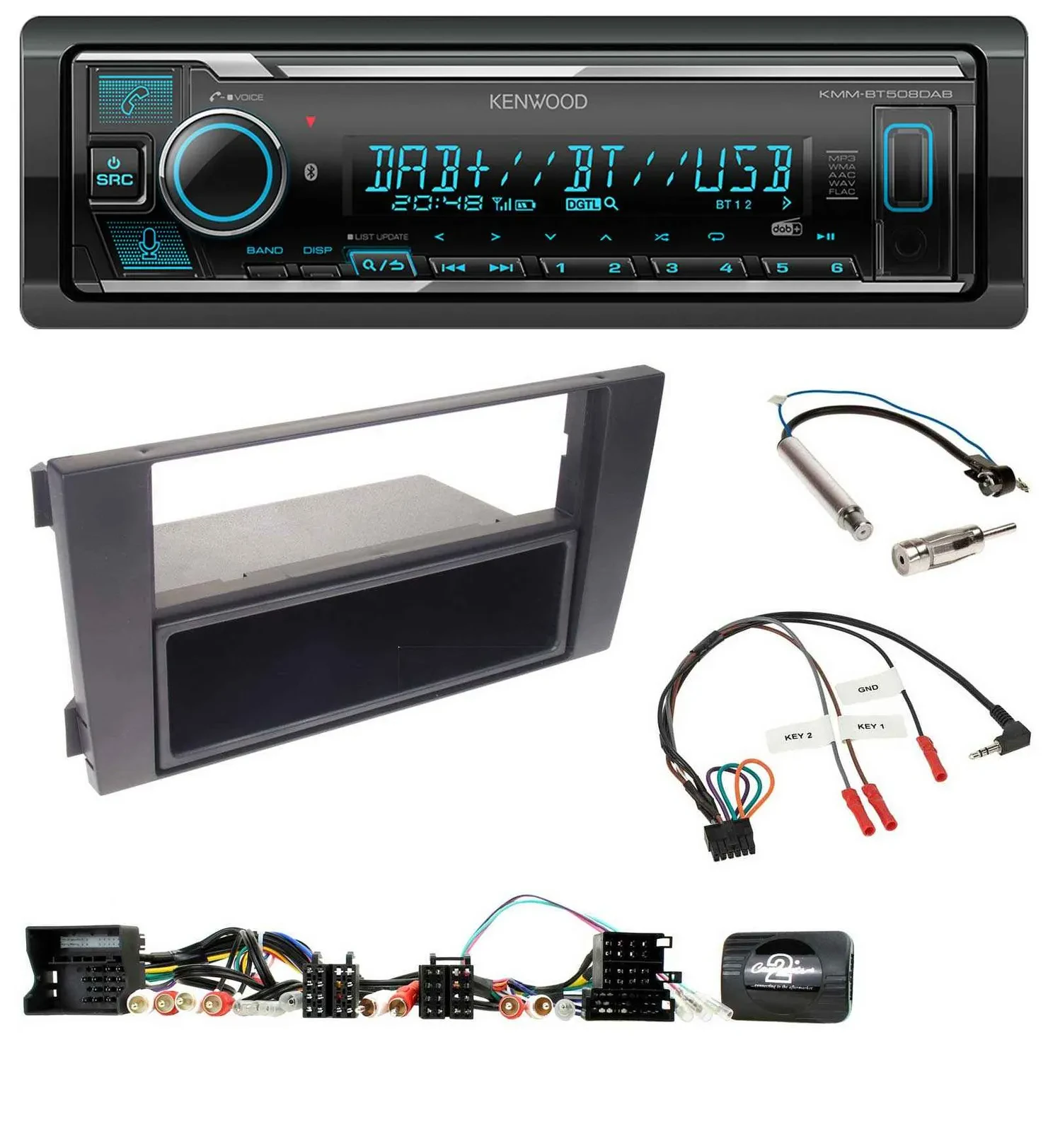 Kenwood Bluetooth Lenkrad DAB USB Autoradio für Audi A6 (2001-2004)