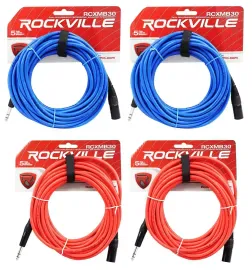 Коммутационный кабель Rockville RCXMB30 Blue/Red 9.1 м (4 штуки)