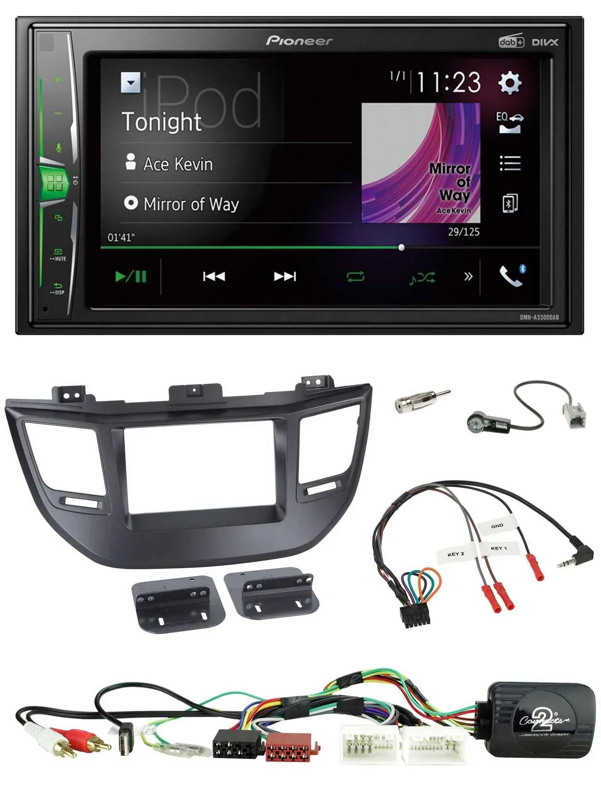 Автомагнитола для Hyundai Tucson Pioneer 2DIN DAB USB Bluetooth черная