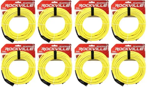 Микрофонный кабель Rockville RCXFM50P-Y Yellow 15.25 м (8 штук)