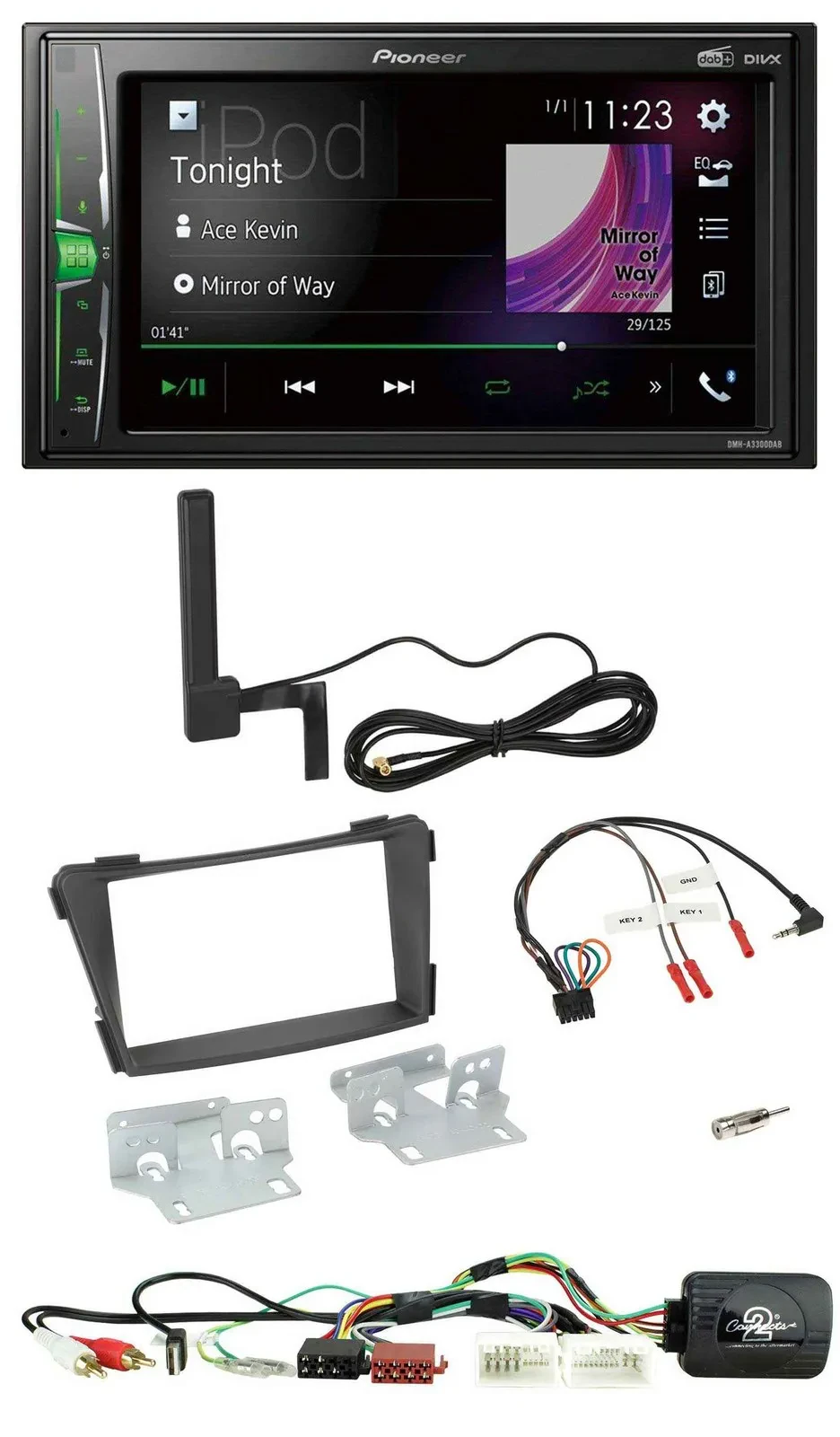 Автомагнитола для Hyundai i40 (2011–2019) Pioneer 2DIN, DAB, Bluetooth, USB, AUX, MP3, поддержка управления на руле