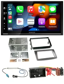 Автомагнитола Kenwood 2DIN DAB USB Bluetooth MP3 для Alfa Romeo MiTo (тип 955, с 2014), серебристая