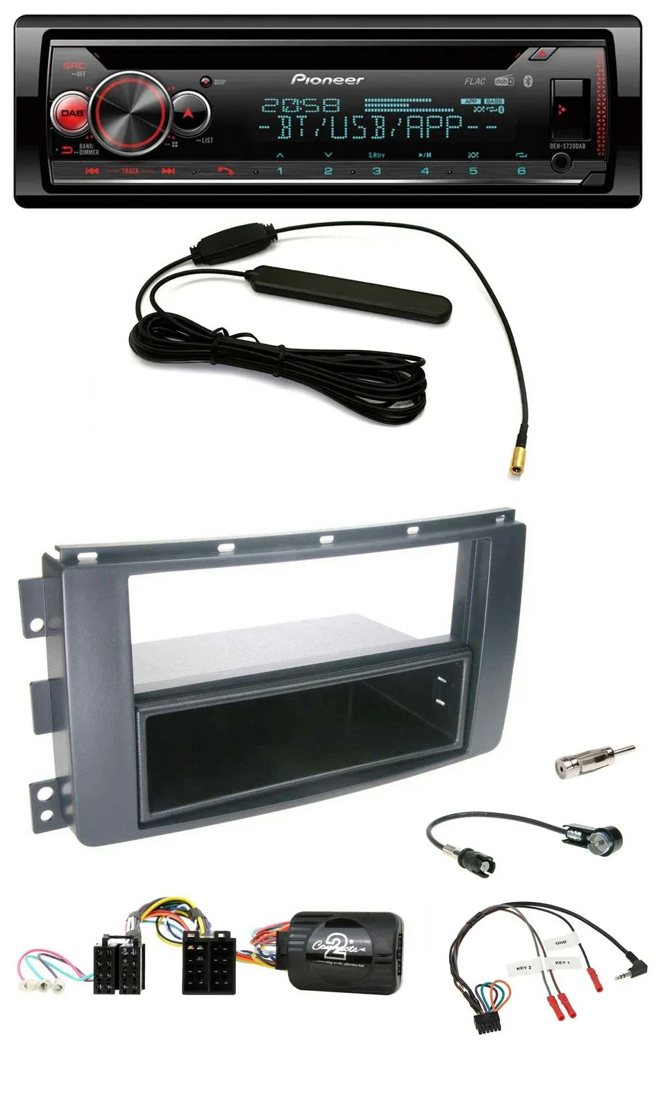 Автомагнитола Pioneer CD/USB, DAB, Bluetooth, для Smart ForFour (2004–2006), черная