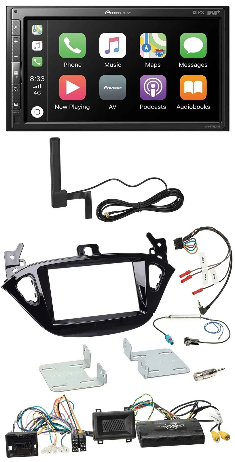 Автомагнитола Pioneer 2DIN USB Bluetooth DAB для Opel Adam/Corsa E (с 2013), совместима с кнопками на руле