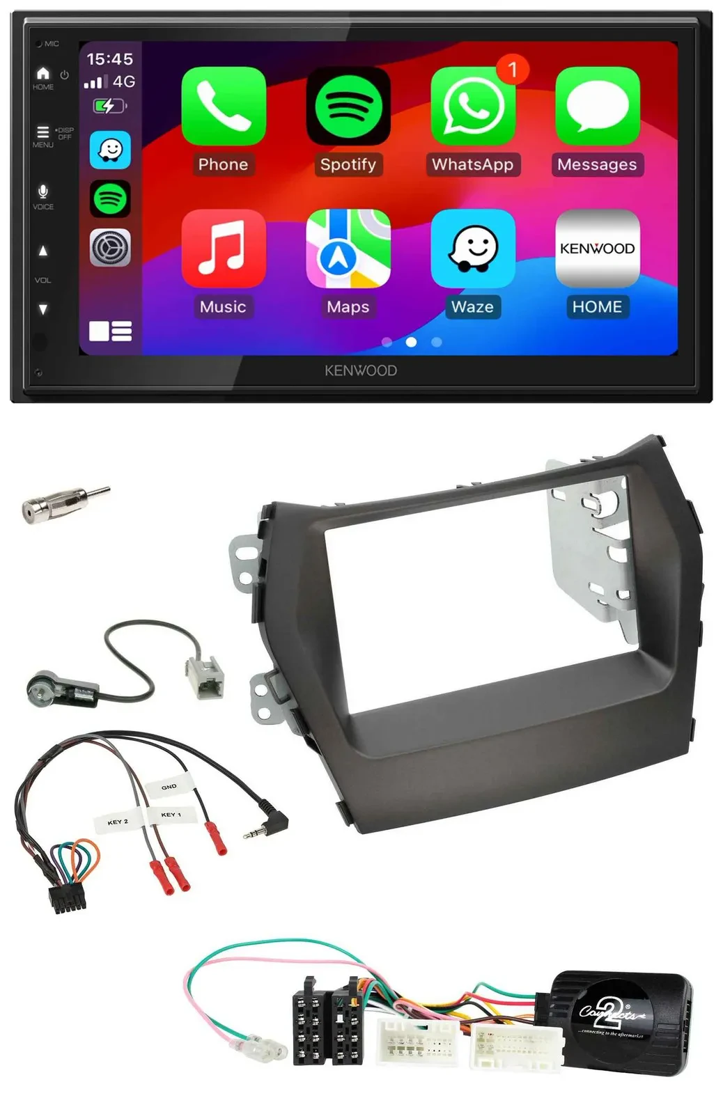 Kenwood Lenkrad USB DAB 2DIN Bluetooth Autoradio für Hyundai Santa Fe ab 2012 oh