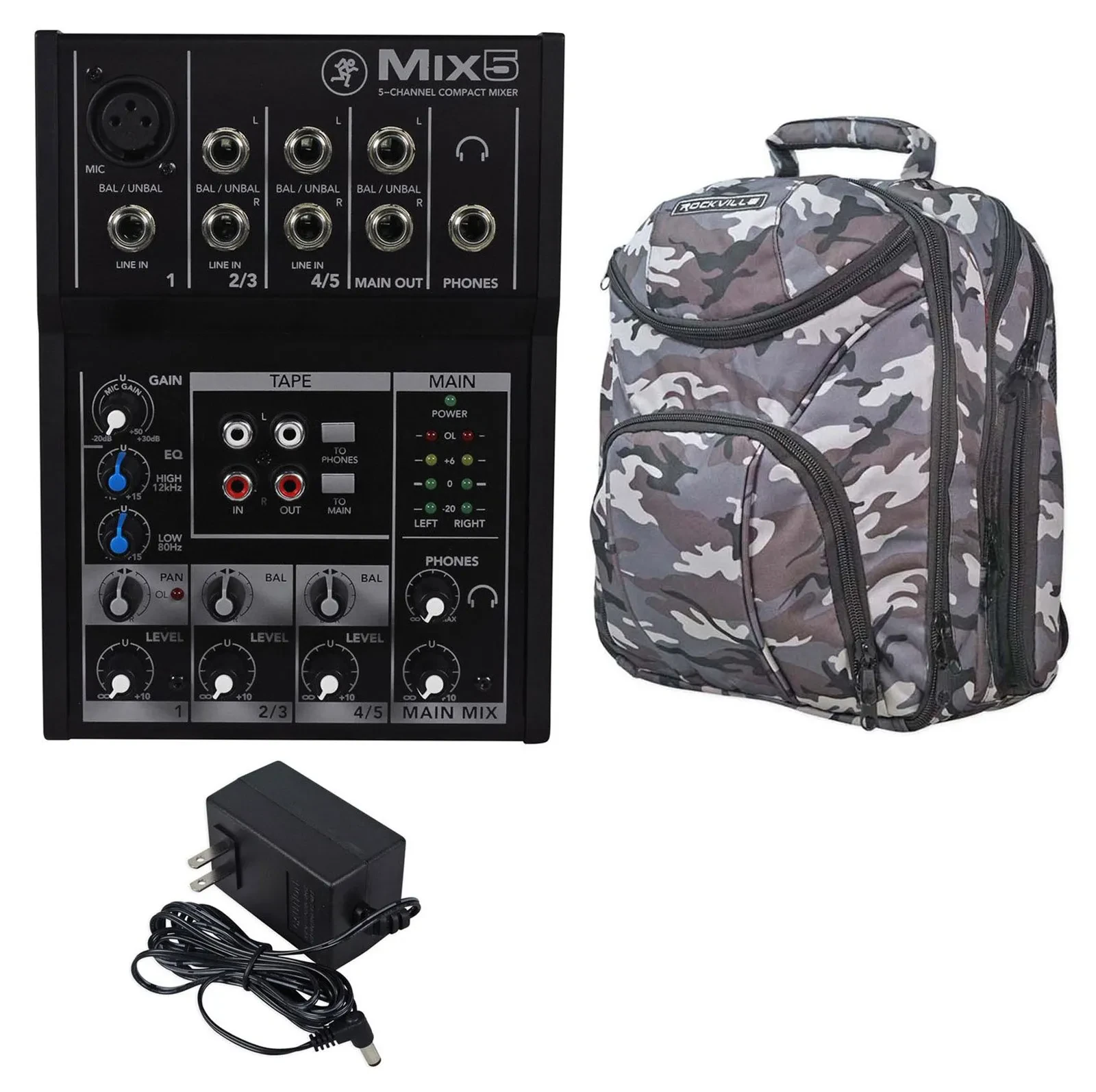 Аналоговый микшер Mackie Mix5 5-Channel (набор) с сумкой CAMOPACK