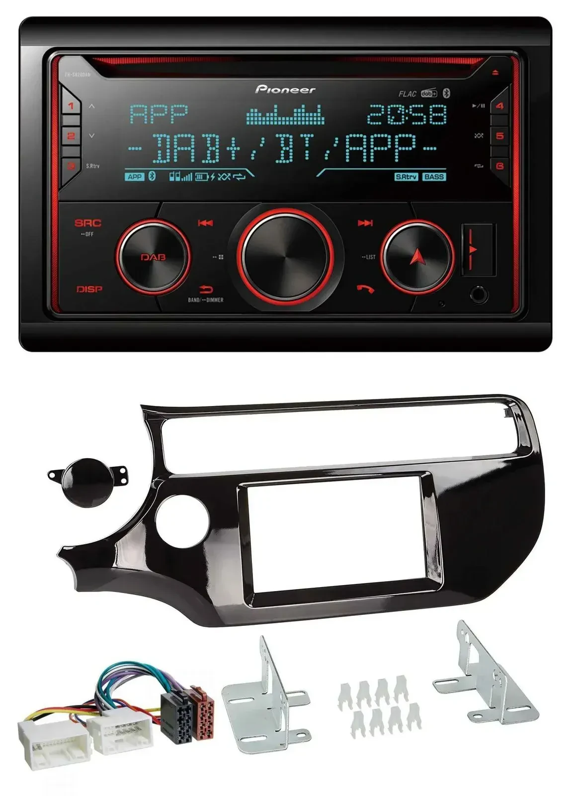 Автомагнитола для Kia Rio UB (с 2015) Pioneer 2DIN, DAB, CD, USB, Bluetooth, цвет: чёрный (piano black)