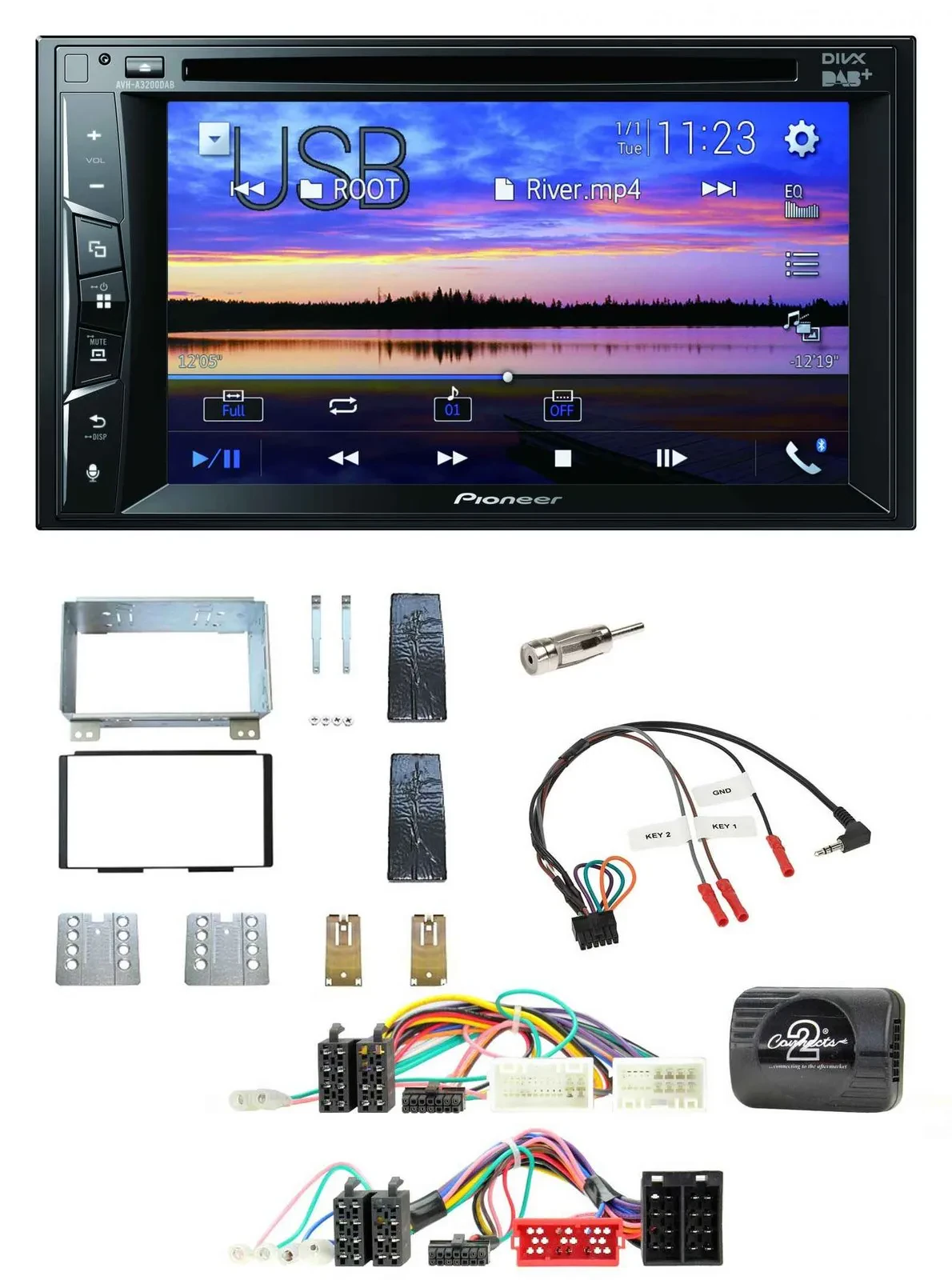 Автомагнитола Pioneer 2DIN, Bluetooth, USB, DVD, DAB для KIA Carnival II (VQ, 2006)