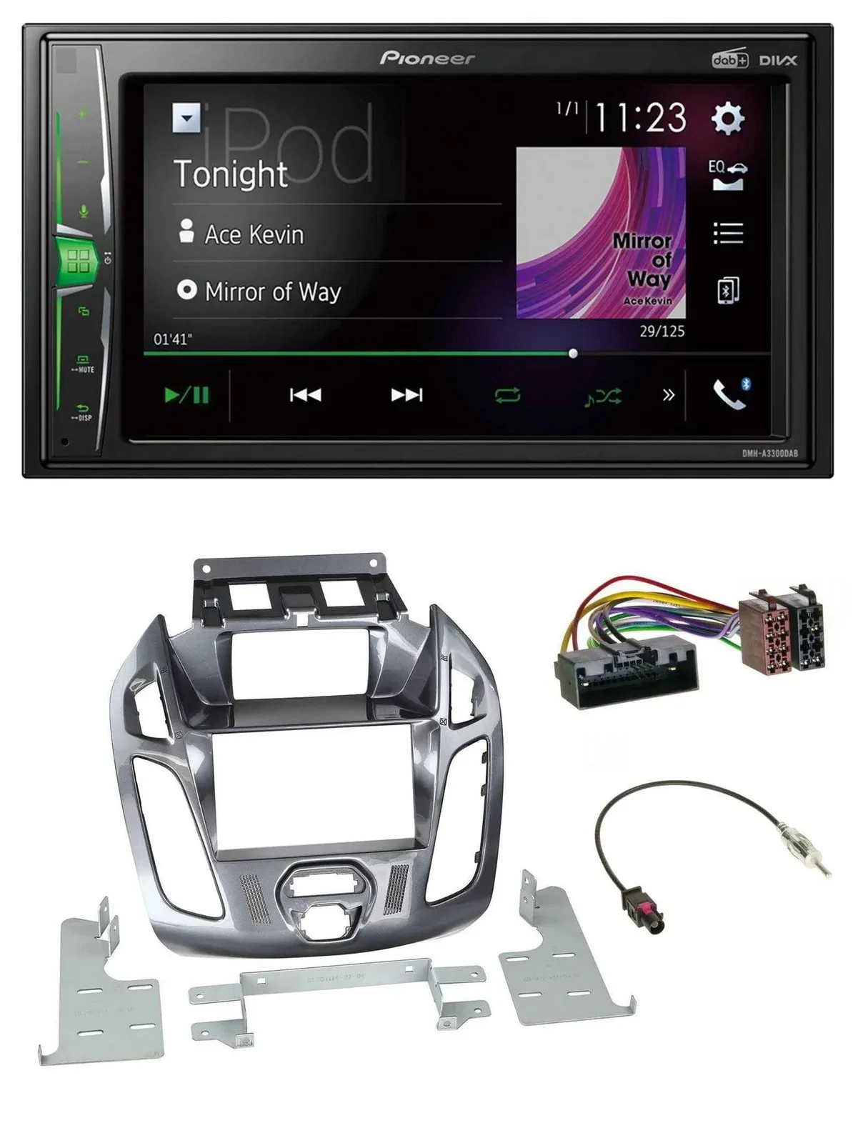 Автомагнитола Pioneer 2 DIN MP3 DAB USB Bluetooth для Ford Transit Connect с дисплеем
