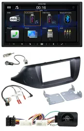Alpine Bluetooth 2DIN Lenkrad DAB USB Autoradio für Kia Ceed ab 2012 schwarz ohn