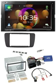 JVC DAB Lenkrad 2DIN Bluetooth USB Autoradio für Seat Ibiza ab 08 azabacheschwar