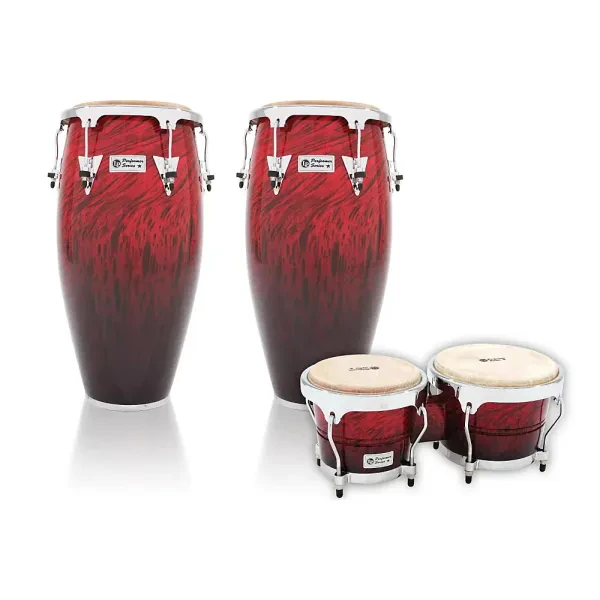LP Performer Series 2-Piece Conga and Bongo Set with Chrome Hardware Red Fade