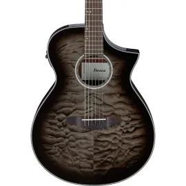 Ibanez AEWC16QA Acoustic-Electric Guitar, Quilted Basswood, Trans Black Sunburst