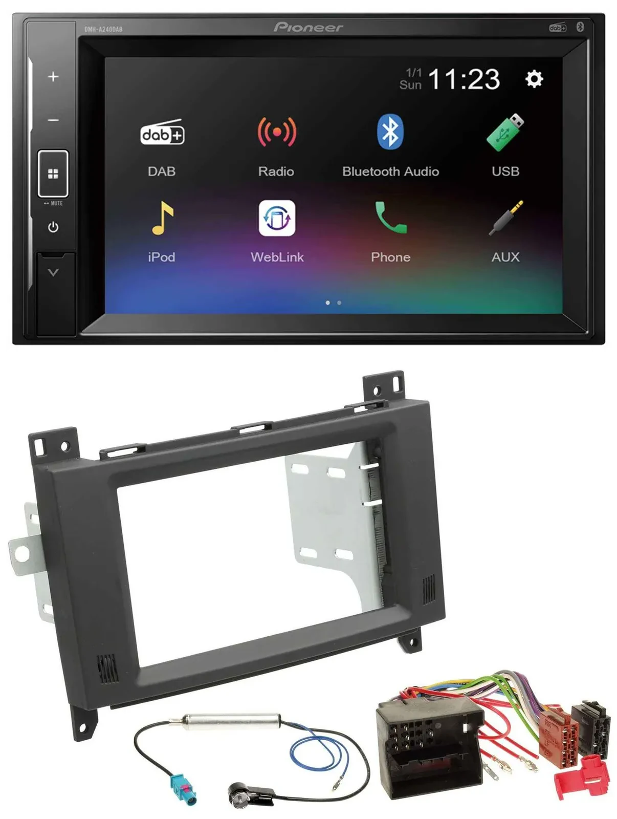 Pioneer DAB MP3 2DIN Bluetooth USB Autoradio für Mercedes Vito Viano 06-14 Rubbe