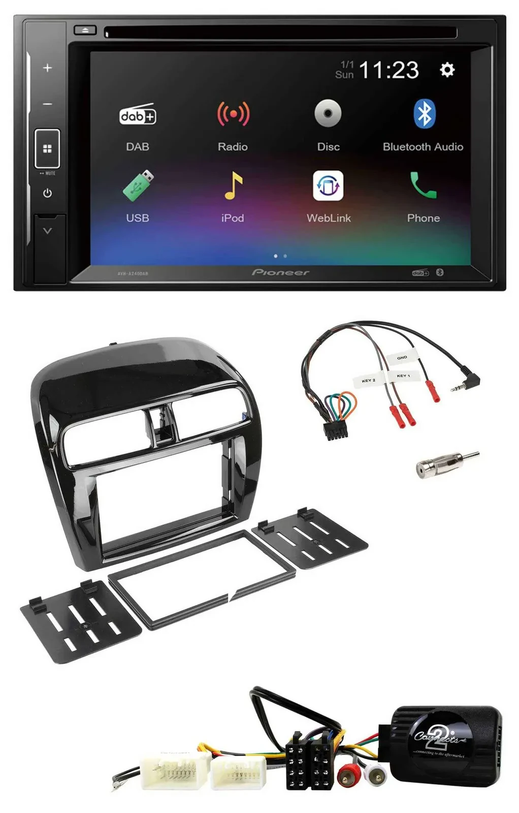 Pioneer Bluetooth Lenkrad USB 2DIN DAB DVD Autoradio für Mitsubishi Mirage Space