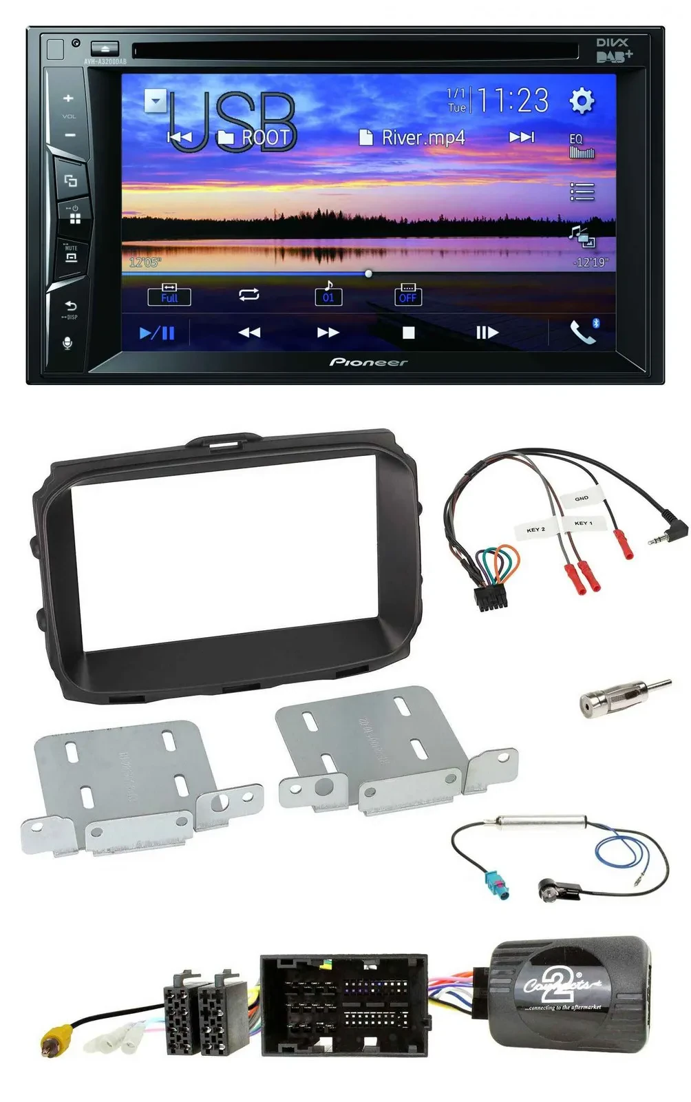 Pioneer Bluetooth 2DIN USB DVD DAB Lenkrad Autoradio für Alfa Giulietta 2013-202