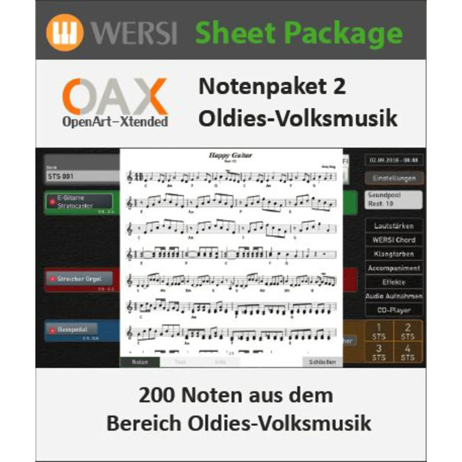 OAX Notenpaket 2, Deutsche Oldies, Volksmusik, 200 Titel, Aktivierungsschlüssel