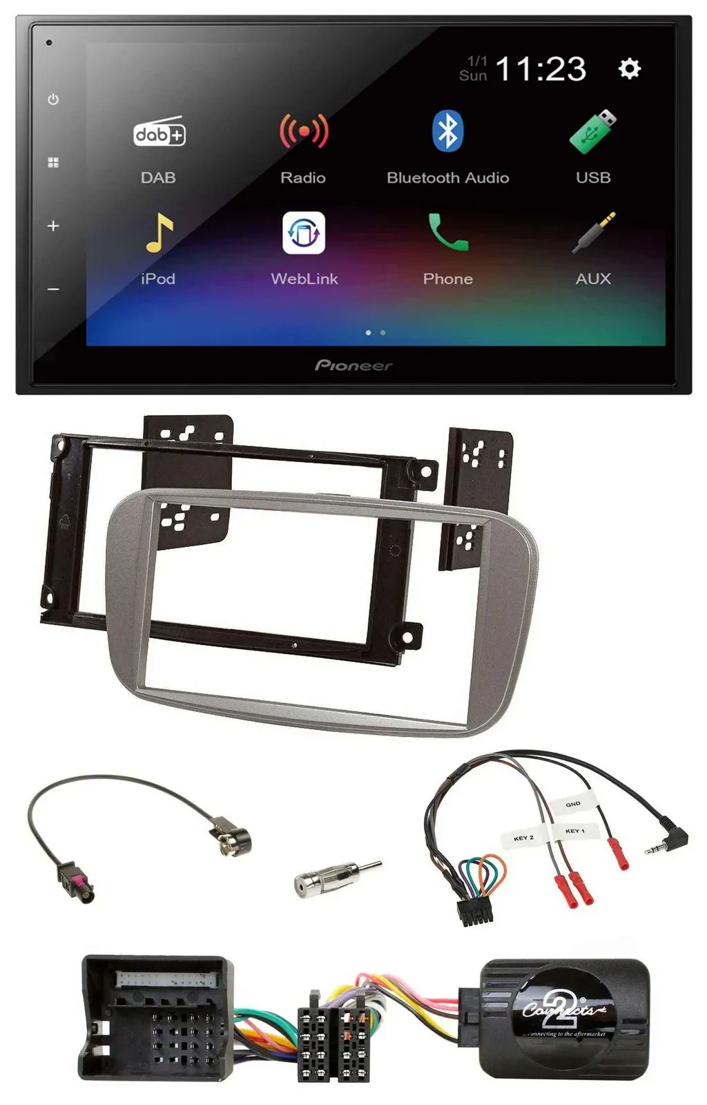 Pioneer USB Bluetooth DAB 2DIN Lenkrad Autoradio für Ford Mondeo S-Max ab 07 sil