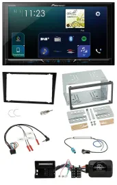 Pioneer Lenkrad Bluetooth USB 2DIN DAB Autoradio für Opel Corsa C schwarz