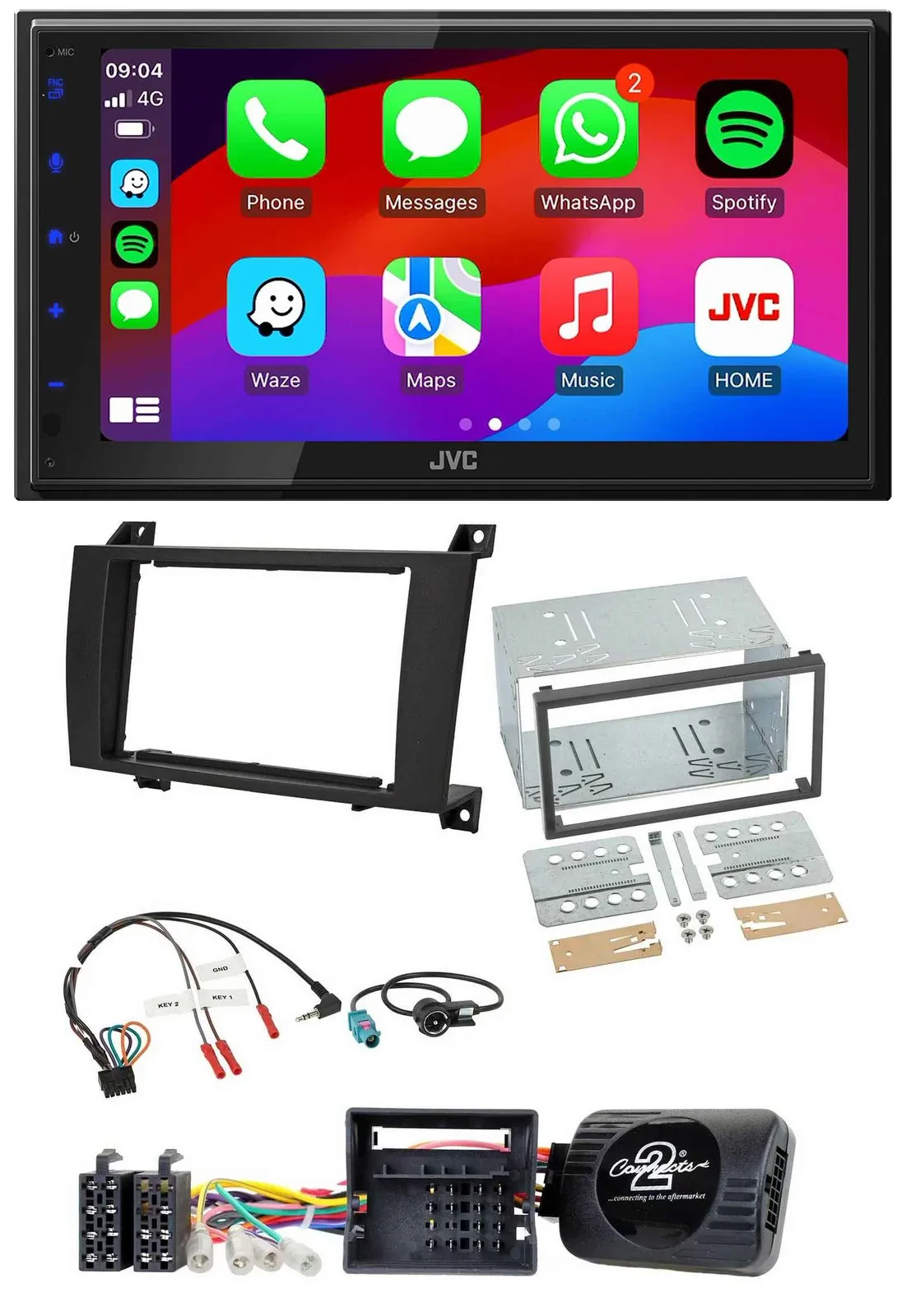 JVC Bluetooth USB Lenkrad 2DIN DAB Autoradio für Mercedes SLK 08-11 R171