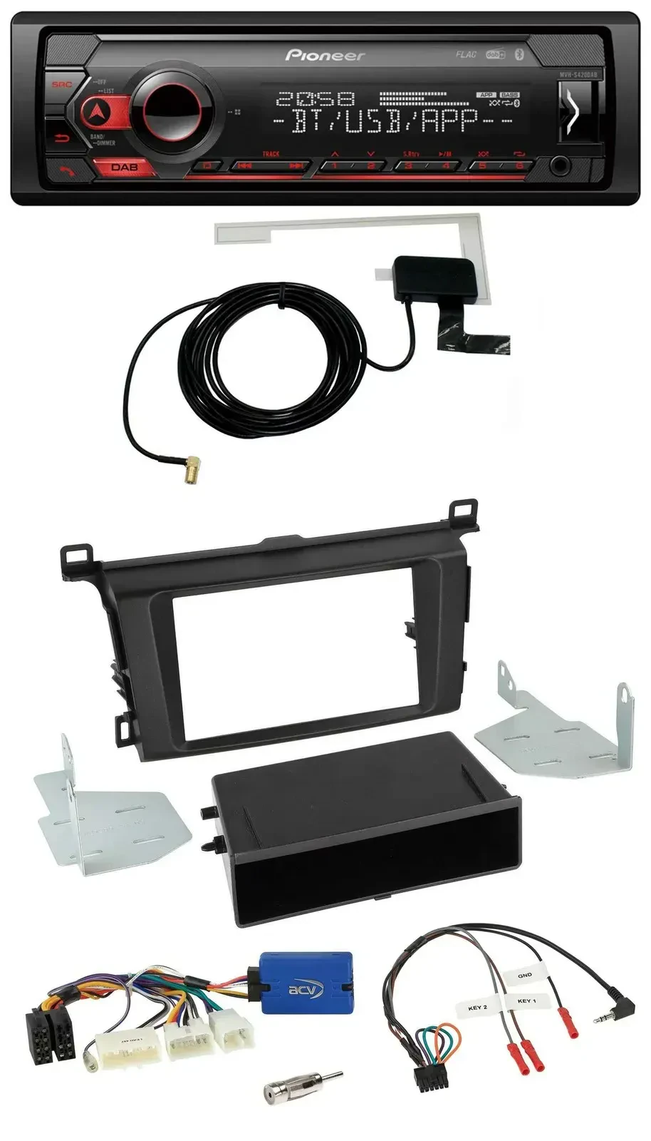 Автомагнитола для Toyota RAV4 (с 2013) Pioneer DAB, USB, Bluetooth, поддержка управления на руле