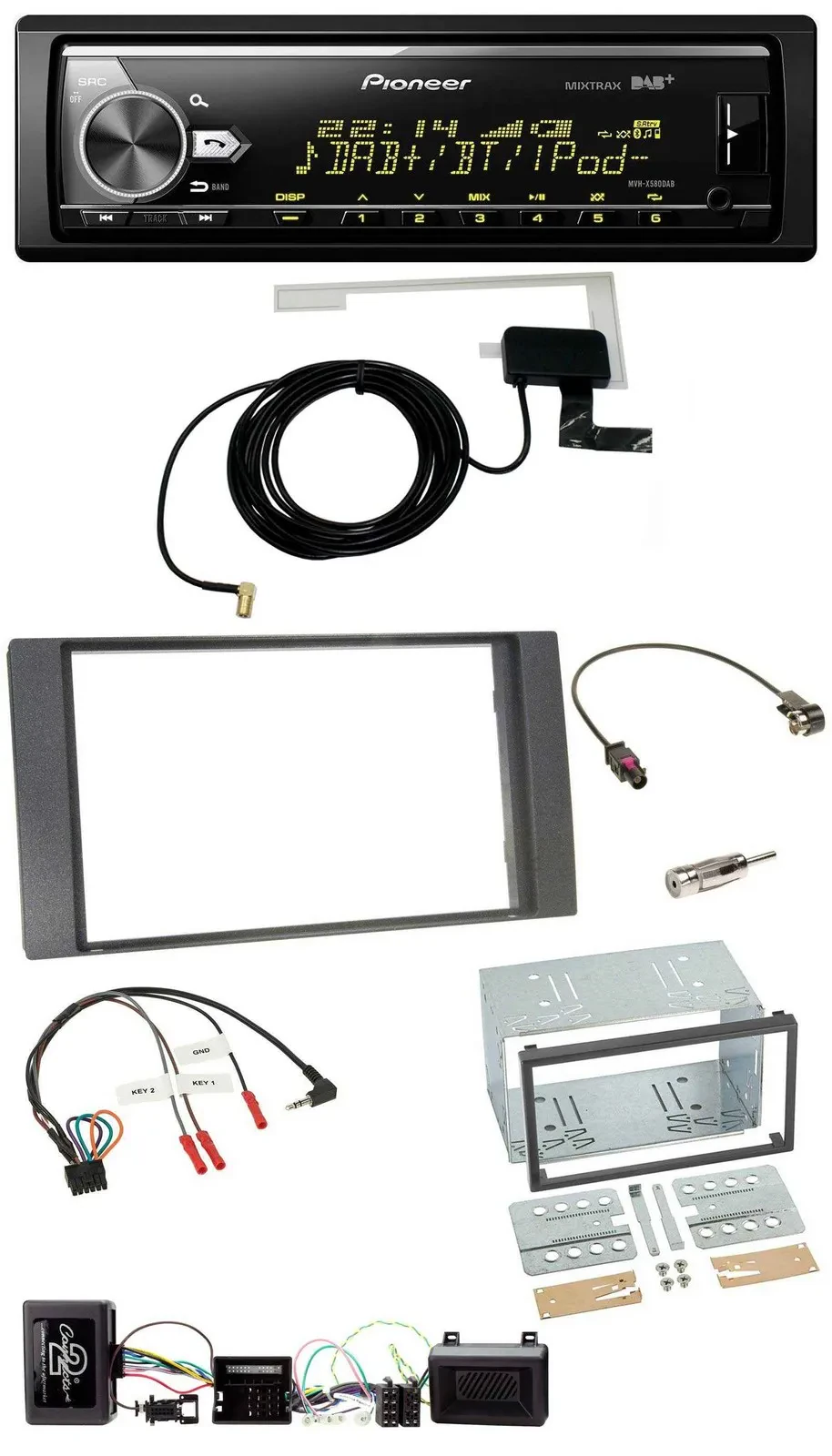 Автомагнитола Pioneer Bluetooth, DAB, USB для Ford Kuga 2008–2012, антрацит
