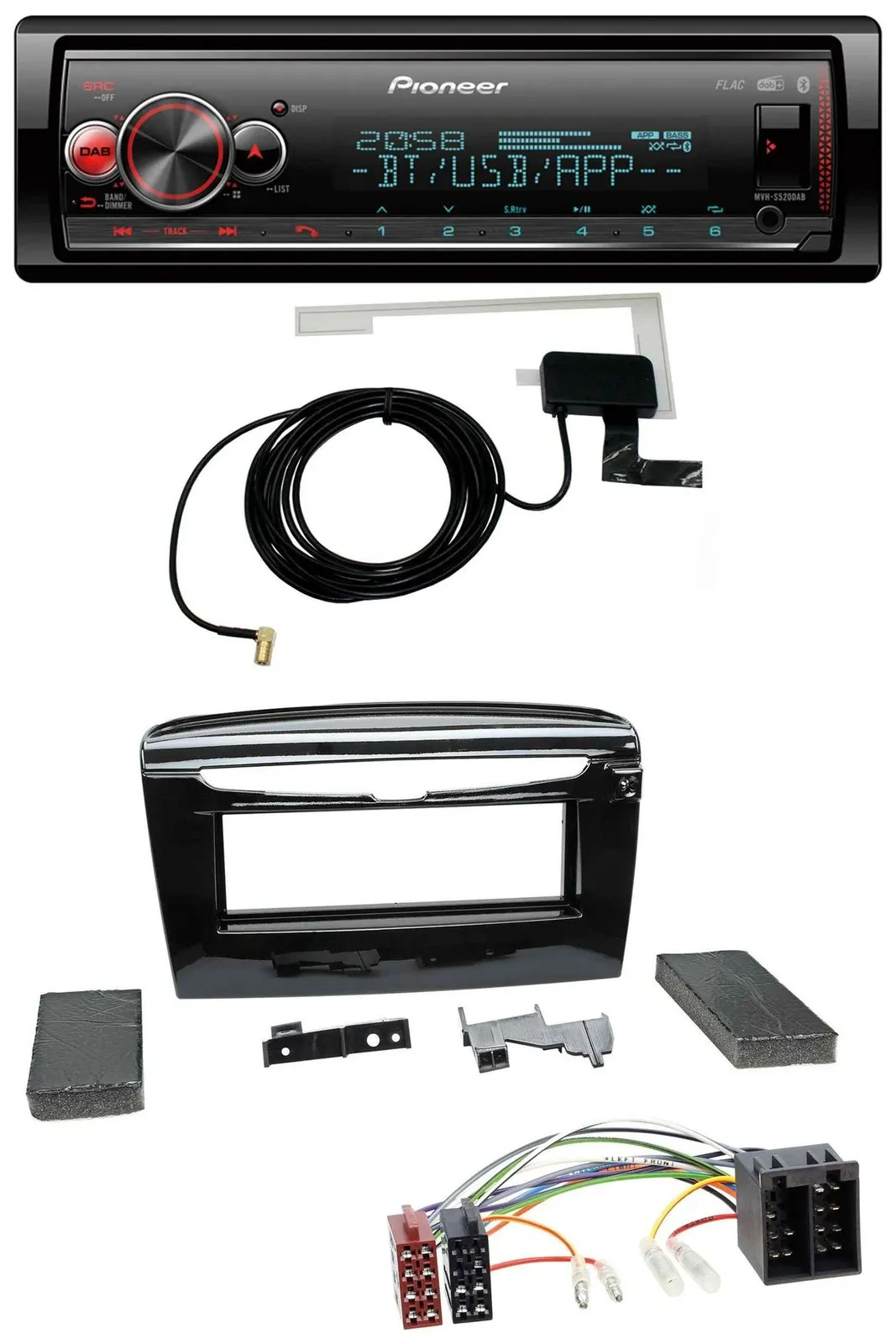 Автомагнитола Pioneer Bluetooth, DAB, USB, MP3 для Lancia Y (с 2012), черный глянец