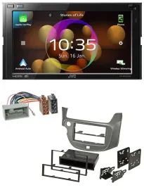 JVC DAB MP3 2DIN Bluetooth USB Autoradio für Honda Jazz ab 09 silber
