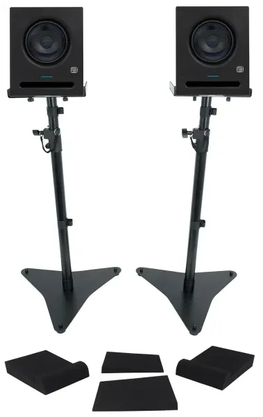 (2) Presonus Eris Pro 6 Powered 6" 2-Way Studio Monitors Speakers+Stands+Pads