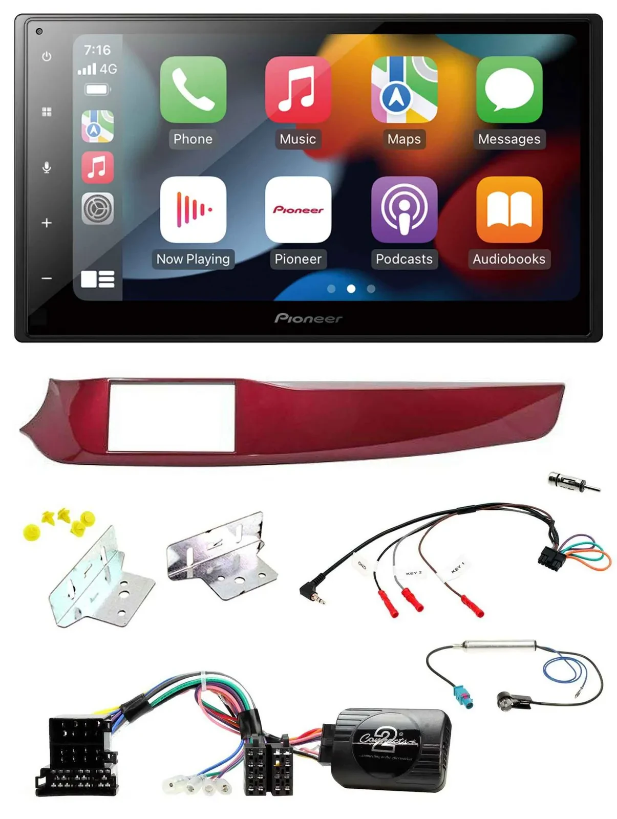 Pioneer DAB Bluetooth 2DIN USB Lenkrad Autoradio für Alfa Giulietta rot 940 2010