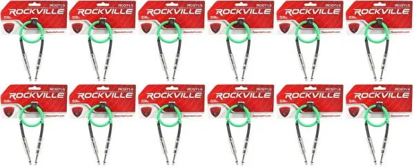 Патч-кабель инструментальный Rockville RCGT1.5G Green 0.45 м (12 штук)